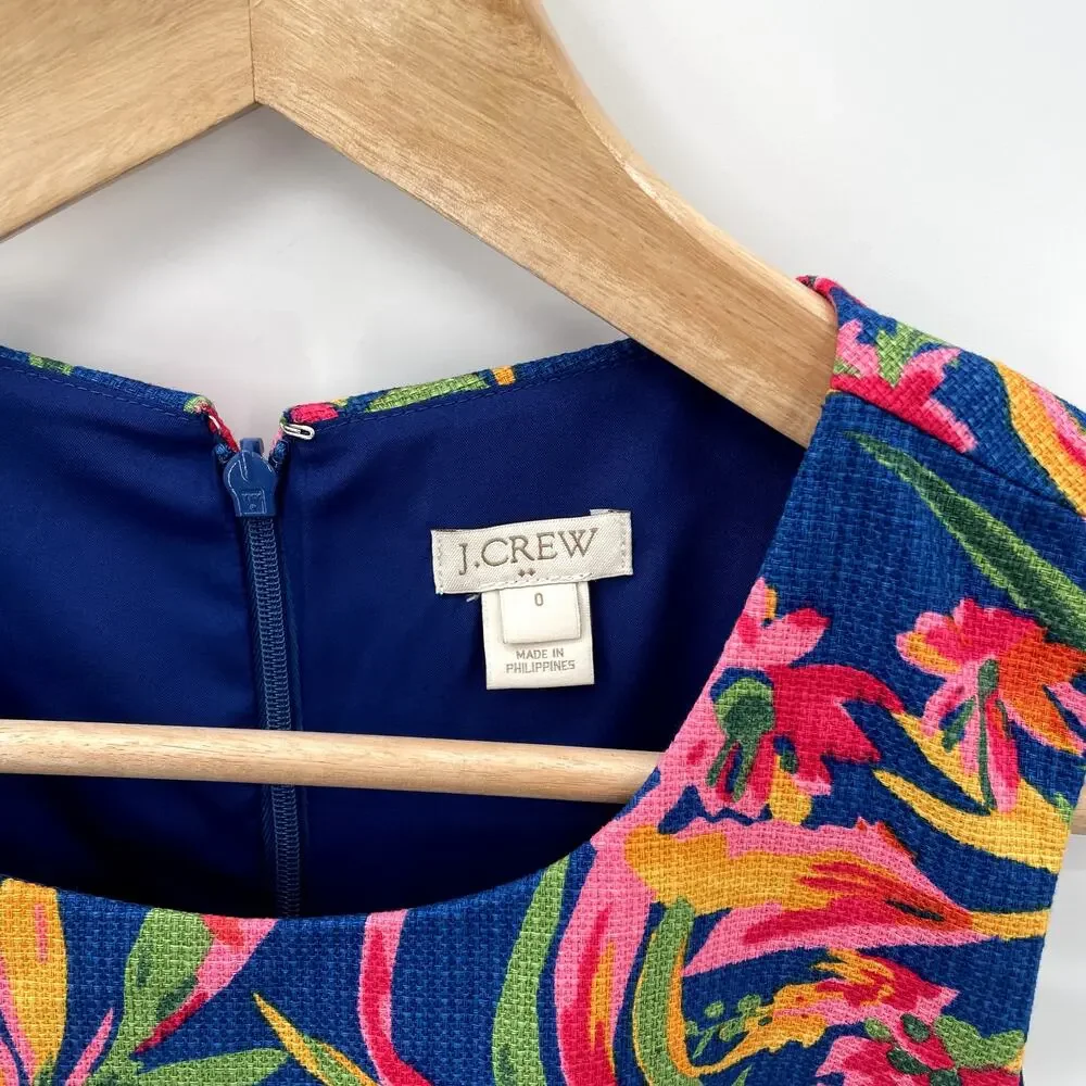 J.CREW Vibrant Multicolor Botanical Floral Shift Dress // 0